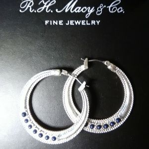 Vintage hammer Silver Hoop Earrings